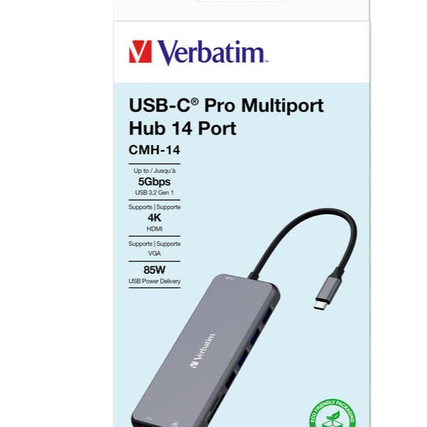 foto del prodotto verbatim cmh 14 usb tipo c 5000 mbit s argento