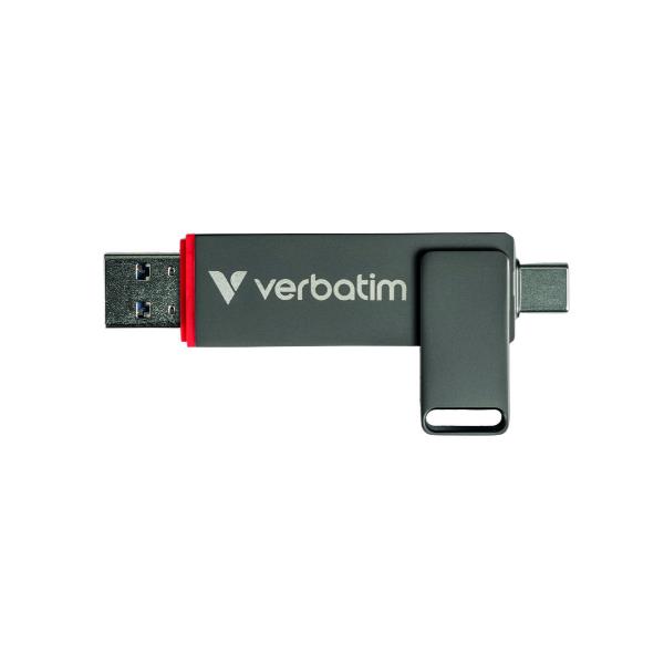 foto del prodotto verbatim dual quickstick unit flash usb 128 gb usb type a usb type c 3.2 gen 1 3.1 gen 1 grigio