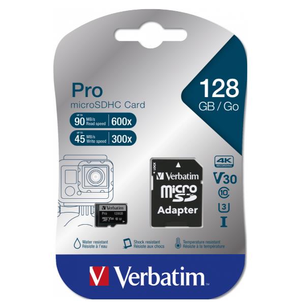 foto del prodotto verbatim pro 128 gb microsdxc uhs i classe 10