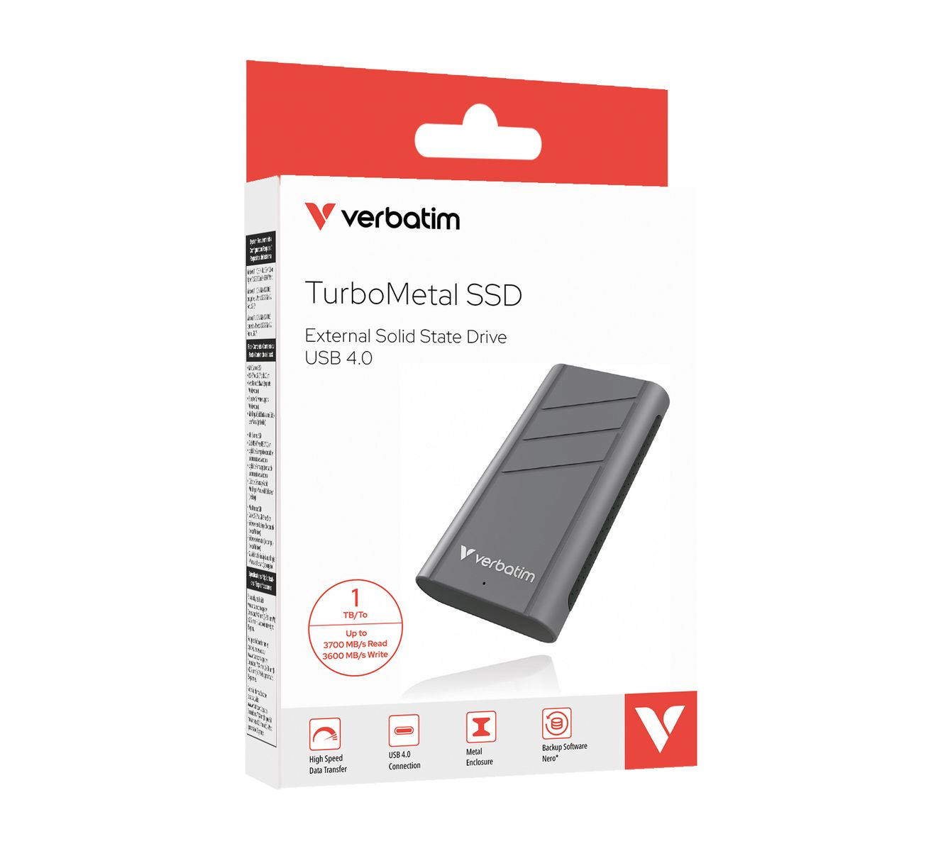 foto del prodotto verbatim turbometal ssd usb 4.0 1tb 3700 3600 r w