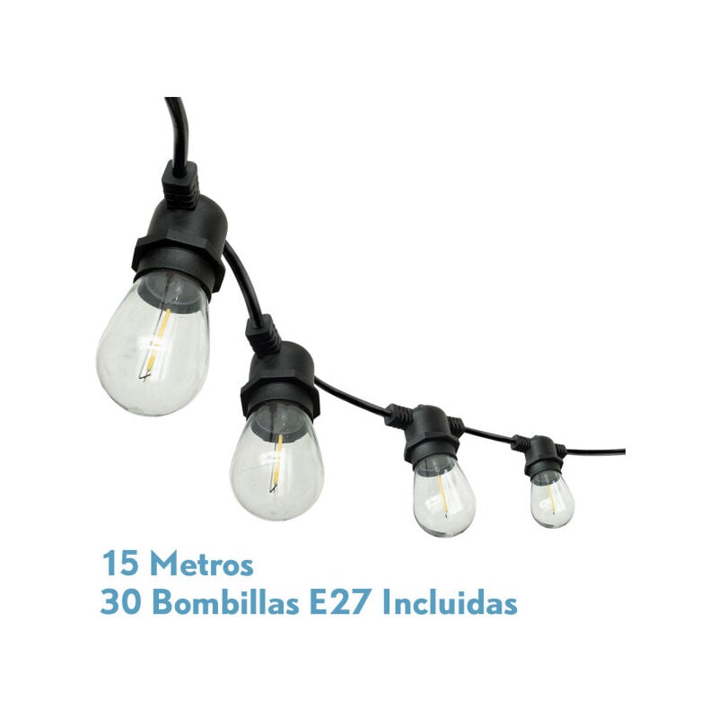 foto del prodotto verbena luci da esterno 15m 30xe27led 30w 4000k lampadine sostituibili e interconnettibili ip44