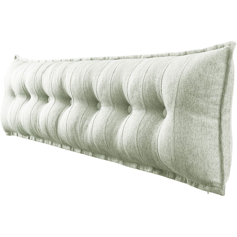foto del prodotto vercart cuscino da letto decorativo grande, cuscino da lettura con bottoni, cuscino per il corpo per chi dorme di lato, misto lino avorio, 200 x 8