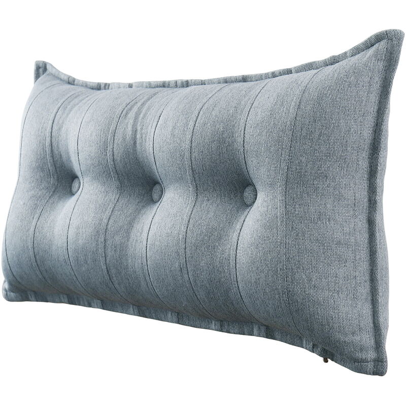 foto del prodotto vercart - cuscino da letto decorativo grande, cuscino da lettura con bottoni, cuscino per il corpo per chi dorme di lato, misto lino grigio, 100 x 8 x 50 cm