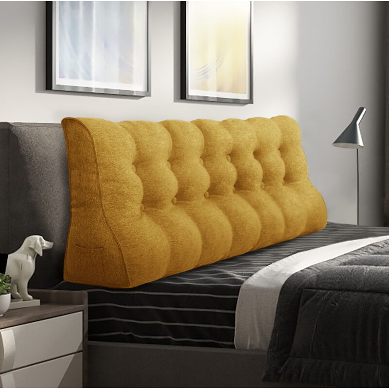 foto del prodotto vercart cuscino da lettura a cuneo, triangolare, supporto per letto, schienale, poggiatesta, supporto per la schiena, cuscino decorativo, misto lino