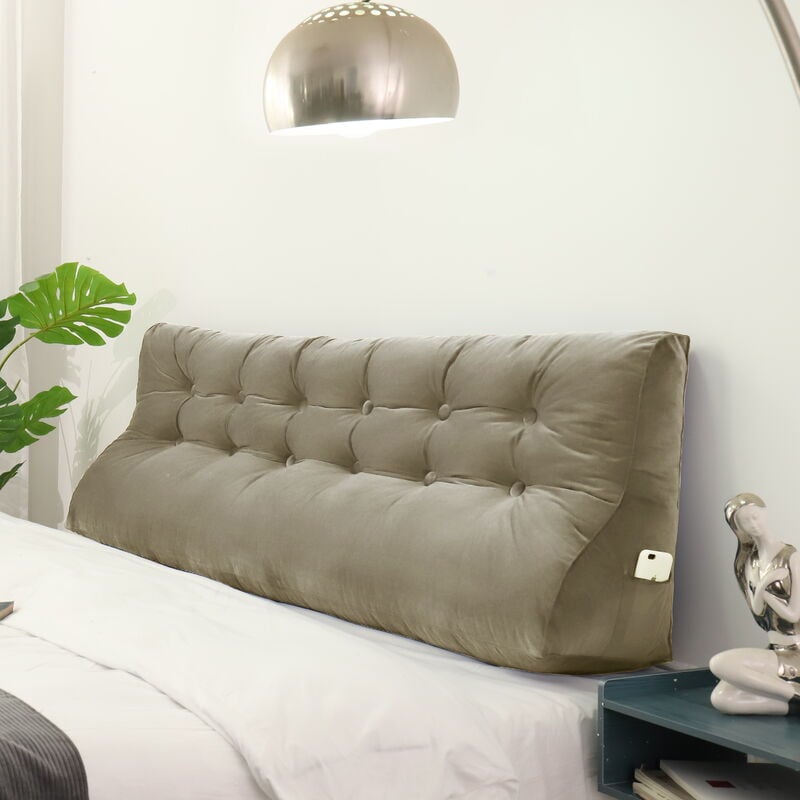 foto del prodotto vercart cuscino da lettura a cuneo, triangolare, supporto per letto, schienale, poggiatesta, supporto per la schiena, cuscino decorativo, velluto