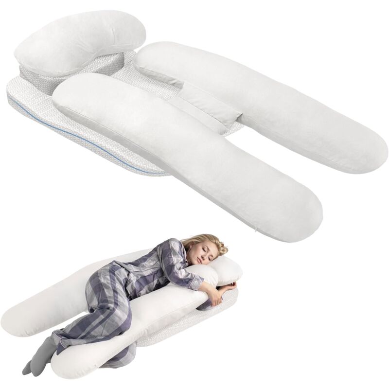 foto del prodotto vercart cuscino per il sonno laterale, cuscino con buco per braccio, cuscino per alleviare le spalle,bianco