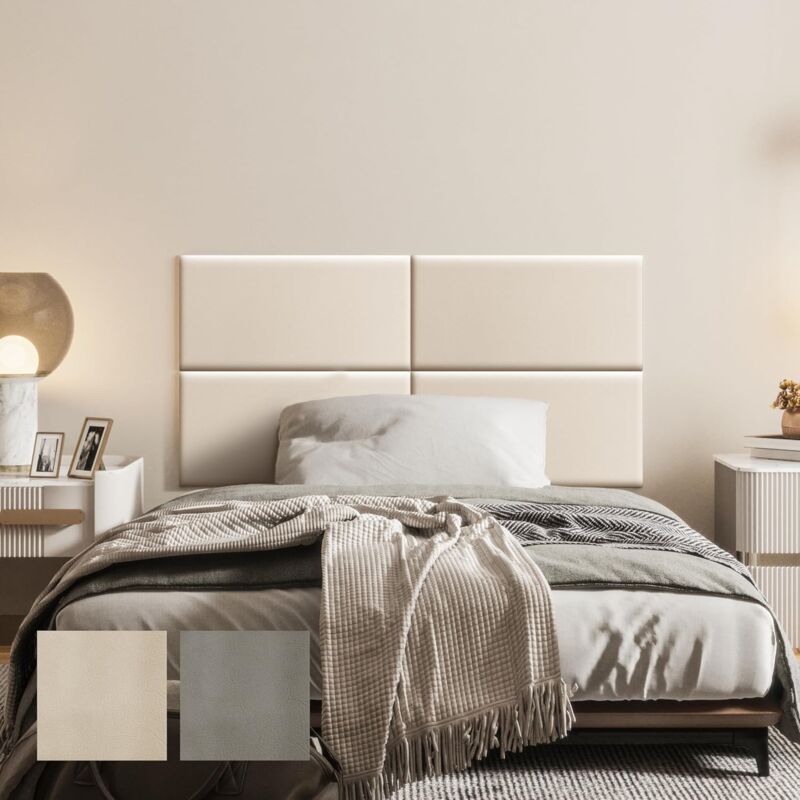 foto del prodotto vercart testiera da parete per letto singolo e matrimoniale, pannelli da parete imbottiti in pelle, confezione da 4 cuscini da parete 3d,