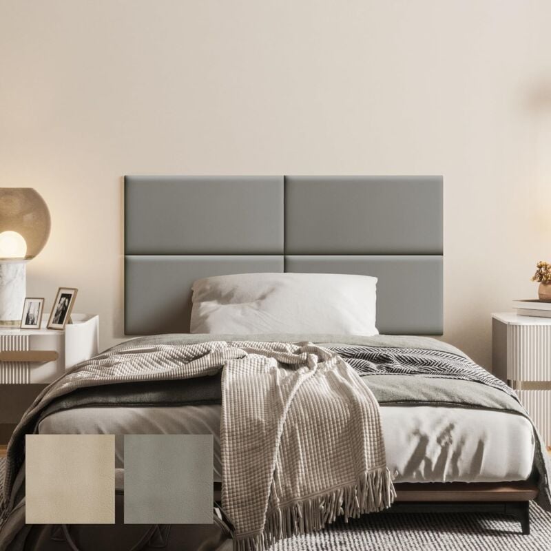 foto del prodotto vercart testiera da parete per letto singolo e matrimoniale, pannelli da parete imbottiti in pelle, confezione da 4 cuscini da parete 3d,