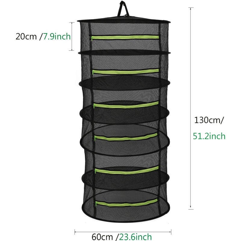 foto del prodotto verde essiccatore per erbe a 6 strati, rete per asciugare sospesa da 60 cm, rete per asciugare pieghevole per piante idroponiche, pesci, erbacce