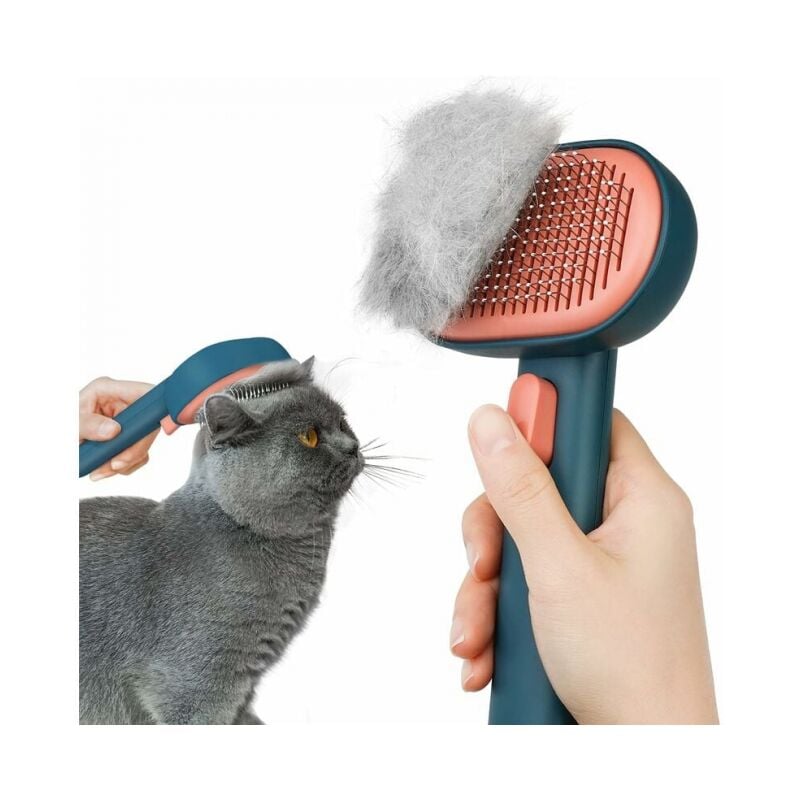 foto del prodotto verde spazzola per gatti e cani, spazzola autopulente per gatti e cani a pelo lungo e corto con design one touch, per rimuovere efficacemente fino al