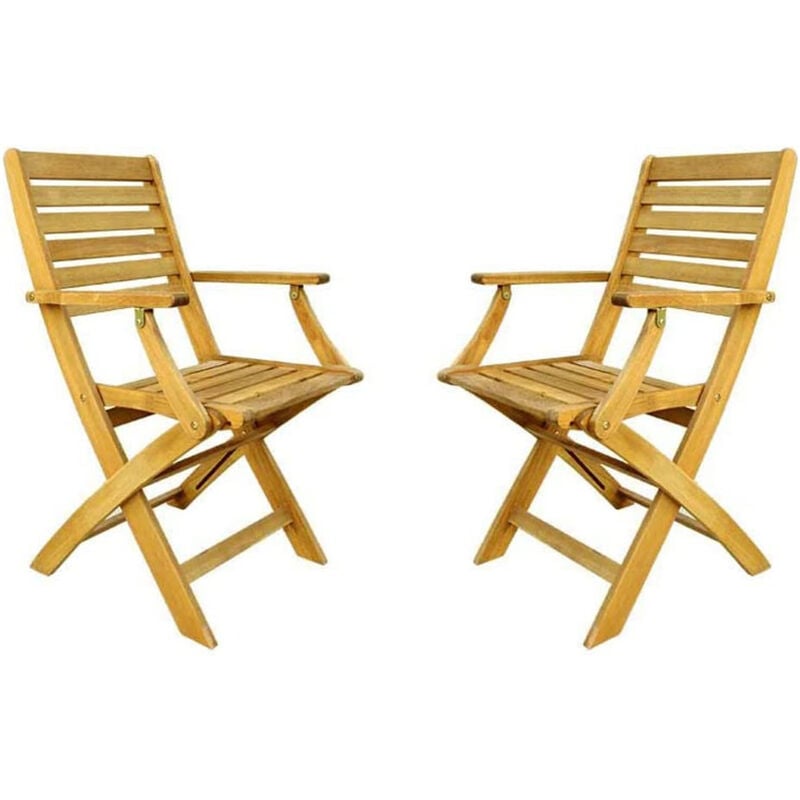 foto del prodotto verdelook coppia sedie sedia legno acacia giardino esterno braccioli 52x53xh85