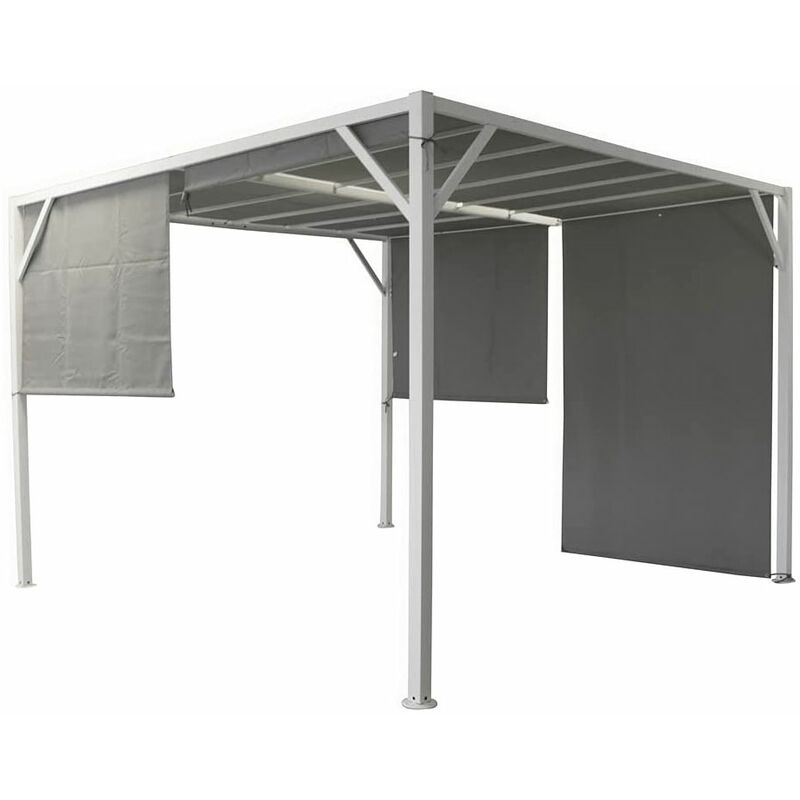 foto del prodotto verdelook gazebo 3 x 3 3 x 4 da giardino in metallo con telo laterale cubo formato 3 x 3 m colore nero