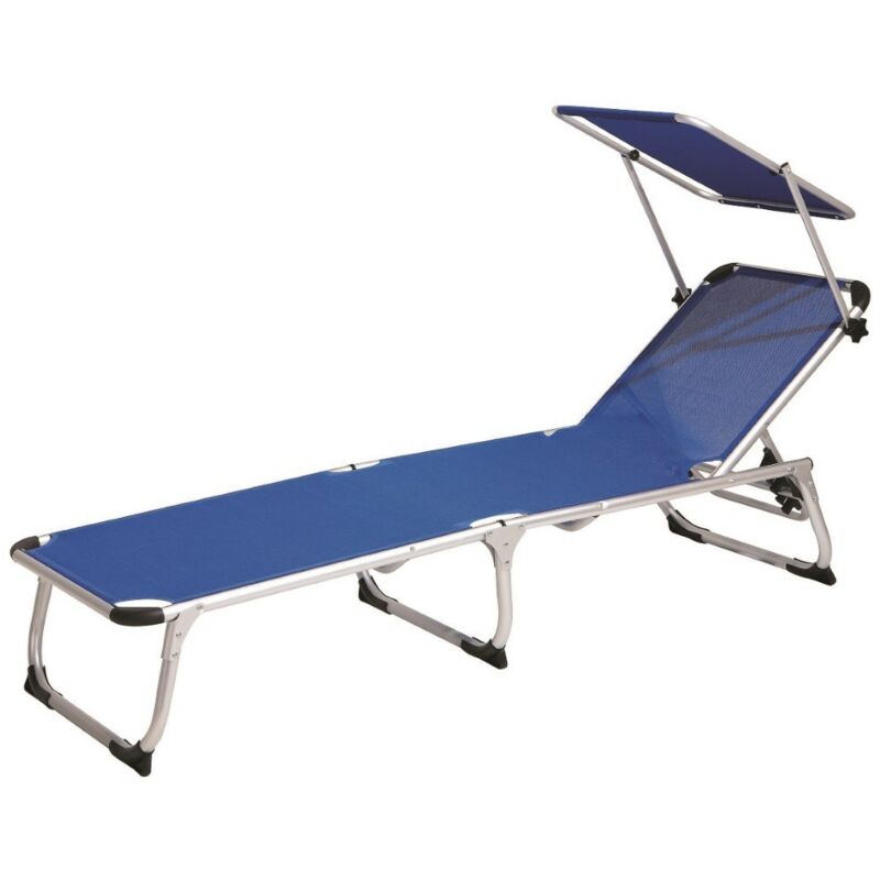 foto del prodotto verdelook lettino pieghevole viareggio con parasole 187x60x30 cm blu biacchi ettore