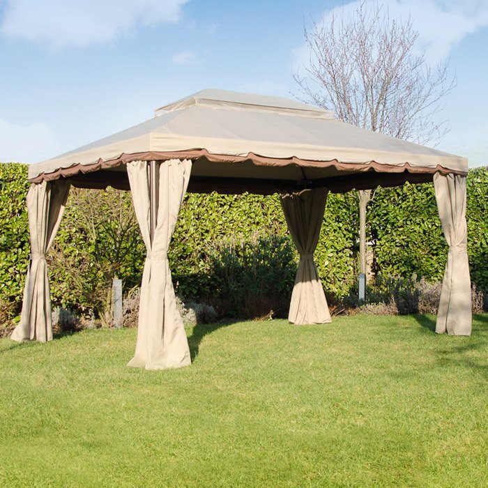 foto del prodotto verdelook roma, gazebo in alluminio verniciato, 3x4 m, telo in poliestere beige
