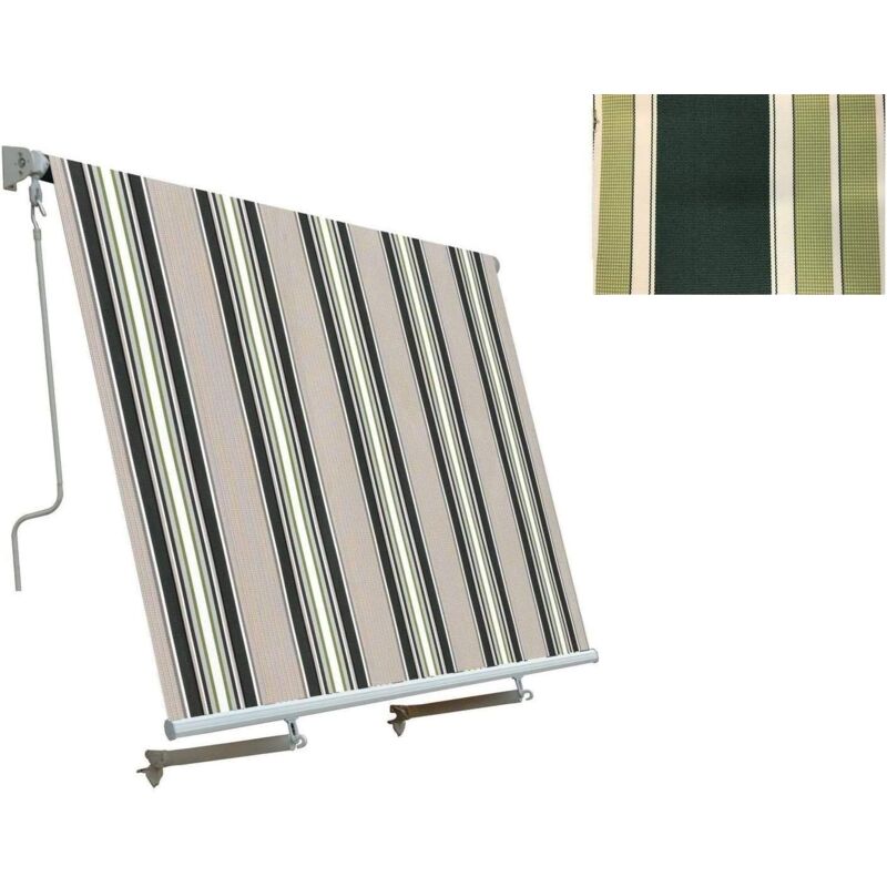foto del prodotto verdelook tenda da sole 250 cm x 250 cm verde e beige a caduta avvolgibile con braccetti per esterno