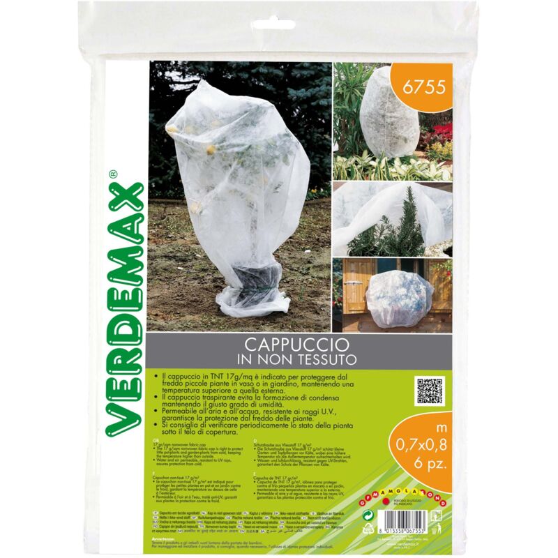 foto del prodotto verdemax 6755 cappuccio in tnt 17 g mq in busta, confezione da 6 pezzi