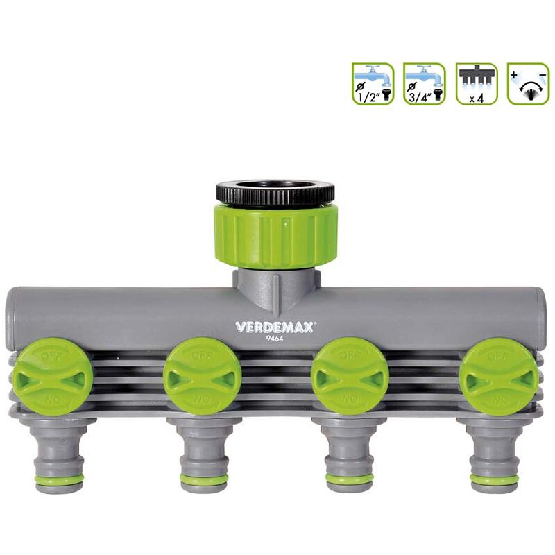 foto del prodotto verdemax raccordo rubinetto 4 uscite 1 2 3 4 f