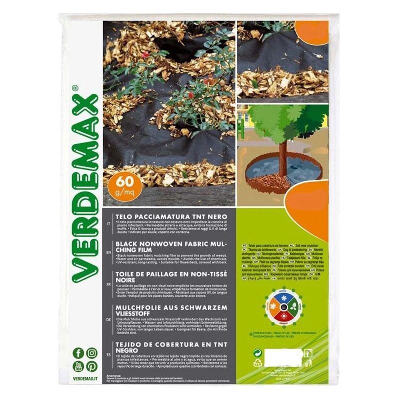 foto del prodotto verdemax telo per pacciamatura in tnt colore nero rotolo da 1,6 x 10 m