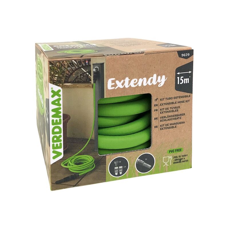 foto del prodotto verdemax - tubo da giardno a 6 strati estensibile extendy 15m orto giardino irrigazione