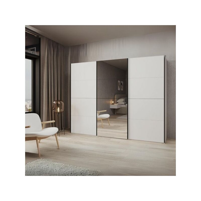 foto del prodotto veriaffari.it armadio zegna 255 3 ante scorrevoli con specchio colore bianco
