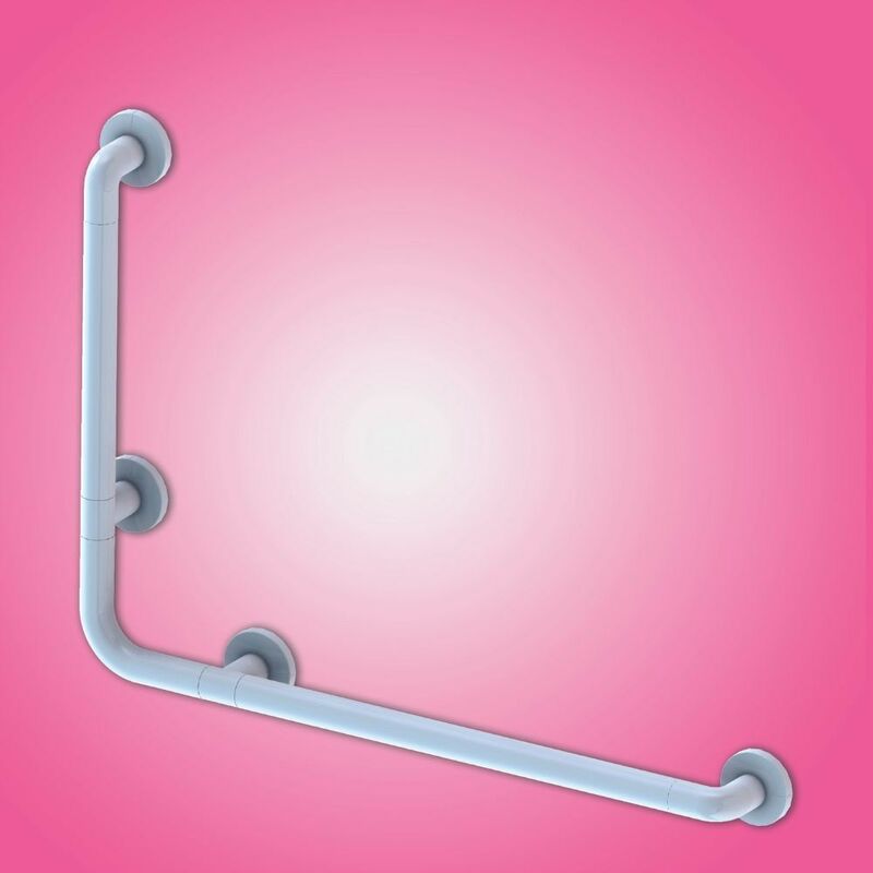 foto del prodotto veriaffari.it corrimano angolare di sicurezza 78 x 55.5 cm per disabili colore bianco