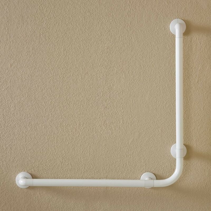 foto del prodotto veriaffari.it corrimano angolare di sicurezza 78 x 78 cm per disabili colore bianco