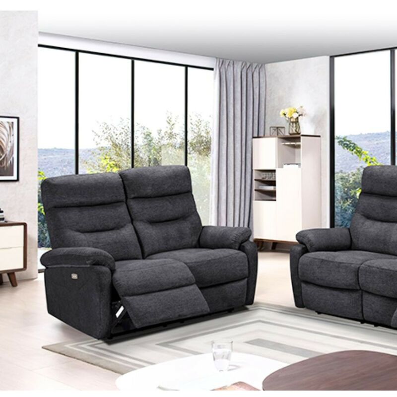 foto del prodotto veriaffari.it divano 2 posti 2 recliner elettrici brienz colore grigio scuro