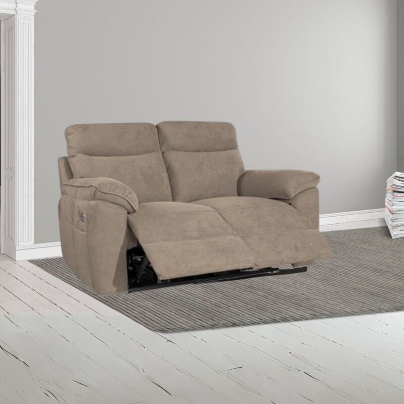 foto del prodotto veriaffari.it divano 2 posti recliner elettrico tessuto cappuccino boston 160x100x102h