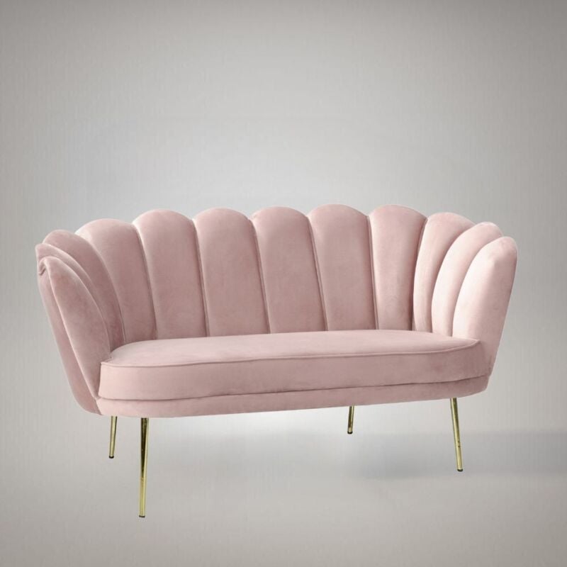 foto del prodotto veriaffari.it divano a conchiglia due posti orel tessuto rosa 135x76.5x75h