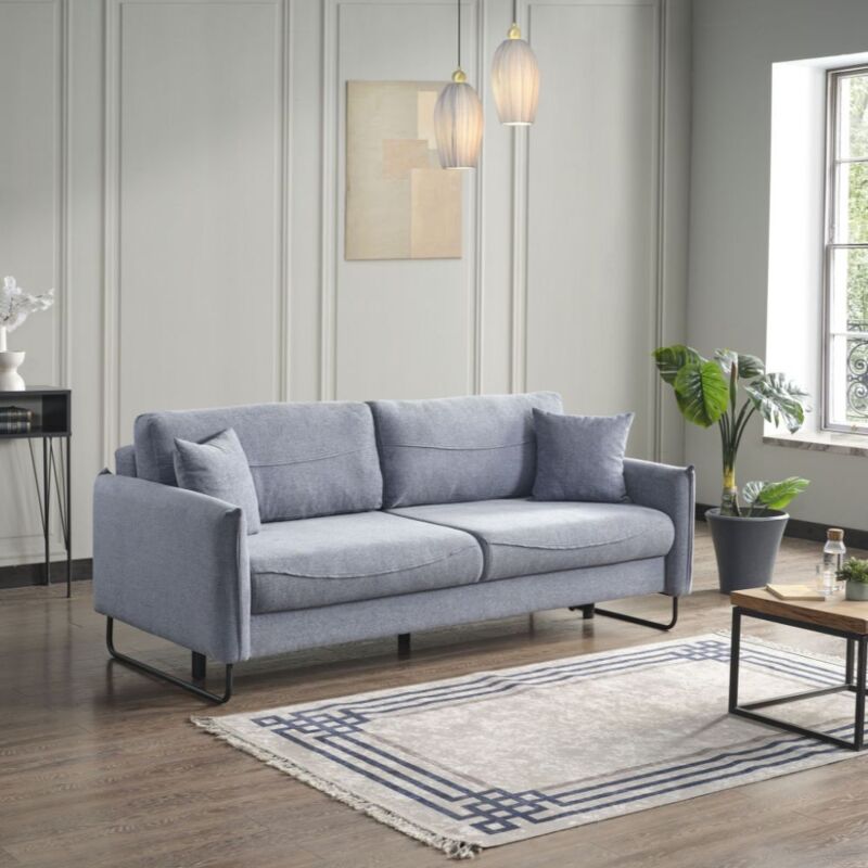 foto del prodotto veriaffari.it divano funzione letto 3 posti tessuto grigio chiaro fly 214x108x96h