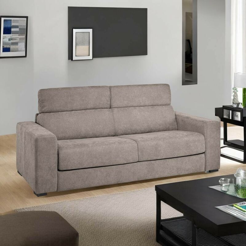 foto del prodotto veriaffari.it divano letto 3 posti crien tessuto roma10 taup 205x97x83h