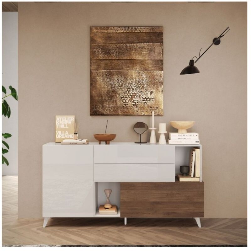 foto del prodotto veriaffari.it madia bianco lucido e mercure marion 180x42x94h