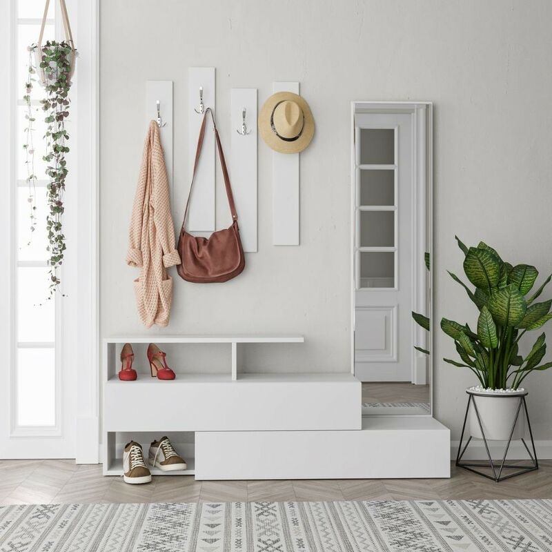 foto del prodotto veriaffari.it mobile ingresso con specchio ramda colore bianco