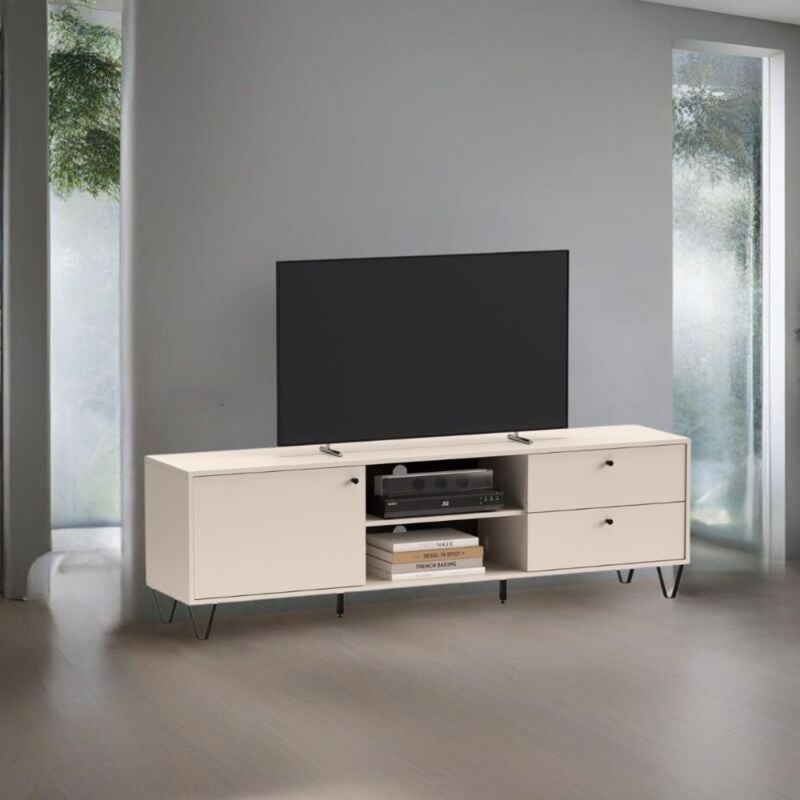 foto del prodotto veriaffari.it mobile porta tv aldo1 con anta cassetti e vano a giorno 182x40x50,1h colore cashmere
