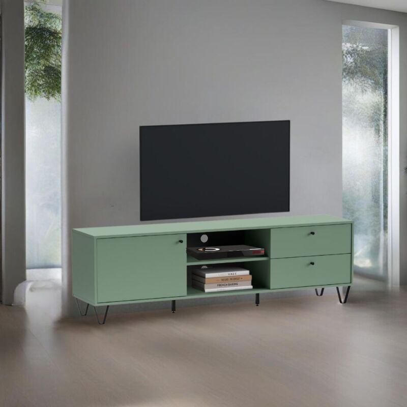 foto del prodotto veriaffari.it mobile porta tv aldo1 con anta cassetti e vano a giorno 182x40x50,1h colore verde