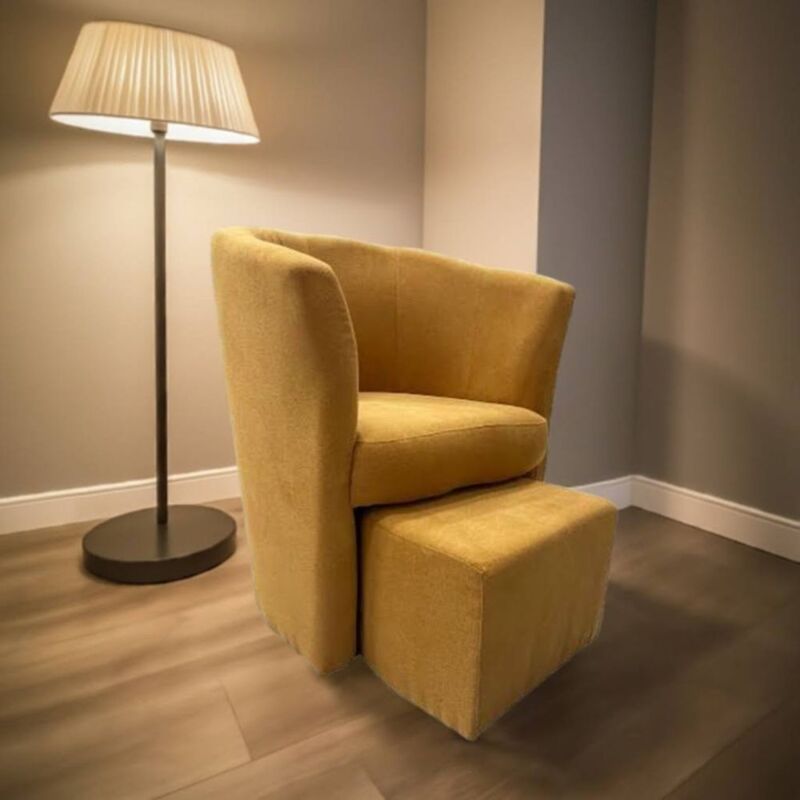 foto del prodotto veriaffari.it poltrona con pouf estraibile djerba tessuto colore mango
