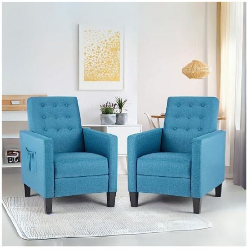 foto del prodotto veriaffari.it poltrona recliner con massaggio malea tessuto blu