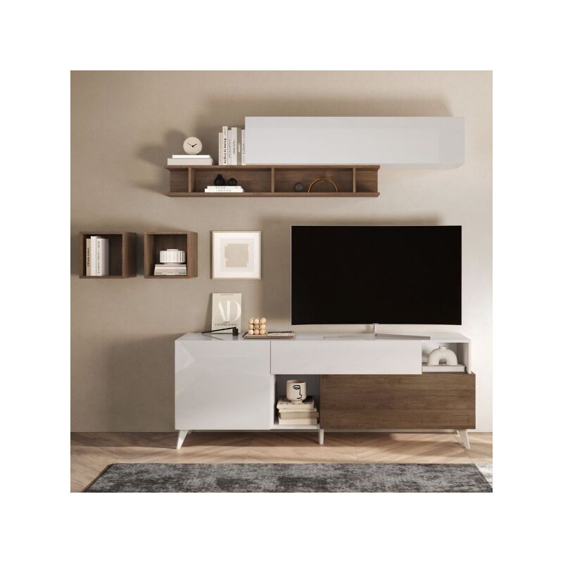 foto del prodotto veriaffari.it porta tv marion 180 cm in bianco lucido e mercure