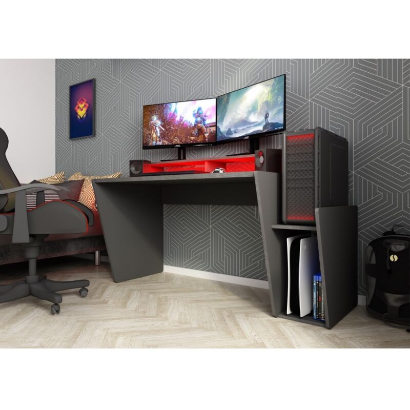 foto del prodotto veriaffari.it scrivania gamer 149,8x85,5 cm grigio scuro anzio