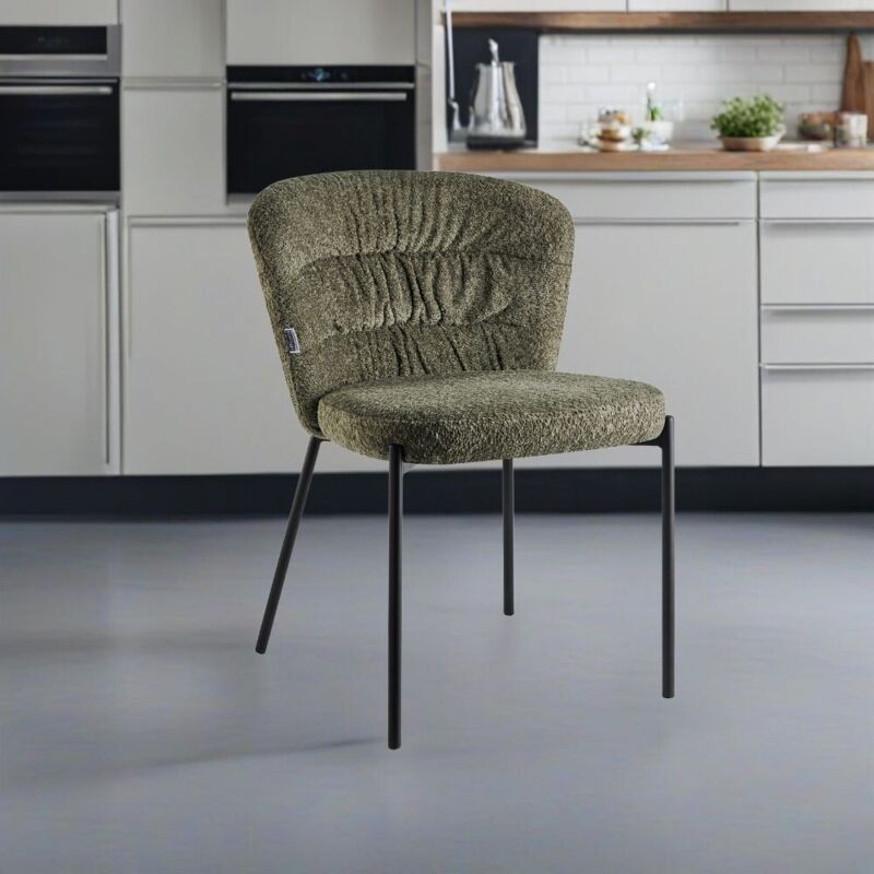 foto del prodotto veriaffari.it sedia cami in tessuto teddy verde un connubio di design e comfort