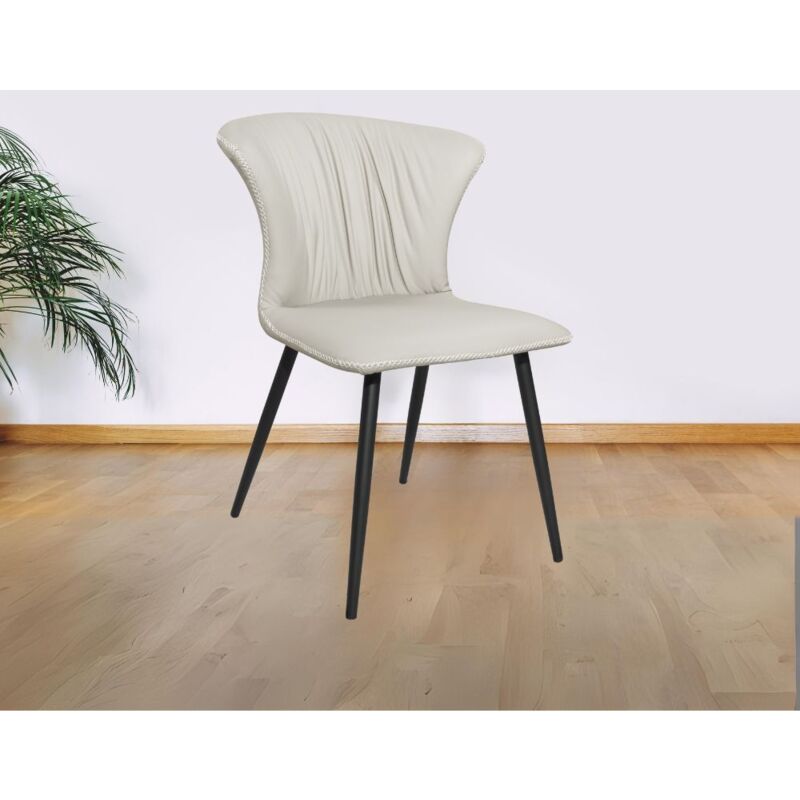 foto del prodotto veriaffari.it sedia con gambe in metallo nero e schienale avvolgente beige core