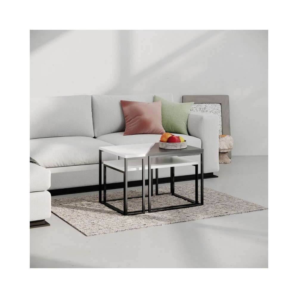 foto del prodotto veriaffari.it set 3 tavolini da salotto ohlady colore bianco e antracite