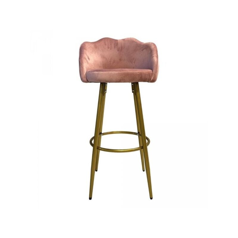 foto del prodotto veriaffari.it sgabello orel in velluto rosa con gambe dorate opache