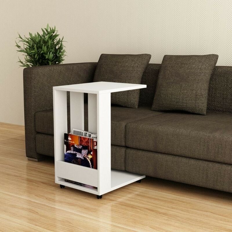 foto del prodotto veriaffari.it tavolino da divano porta pc e riviste edi colore bianco