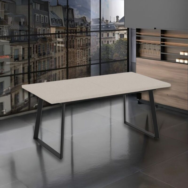 foto del prodotto veriaffari.it tavolo allungabile piano cashmere e gambe in metallo nero lavinya 170x90x75h