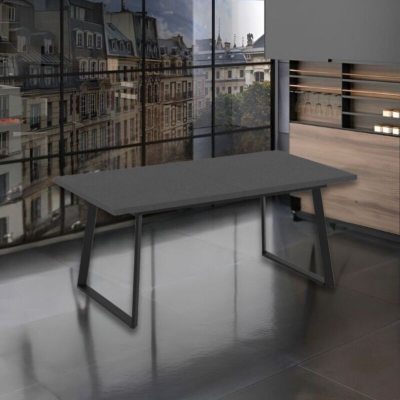 foto del prodotto veriaffari.it tavolo allungabile piano ossido e gambe in metallo nero lavinya 170x90x75h