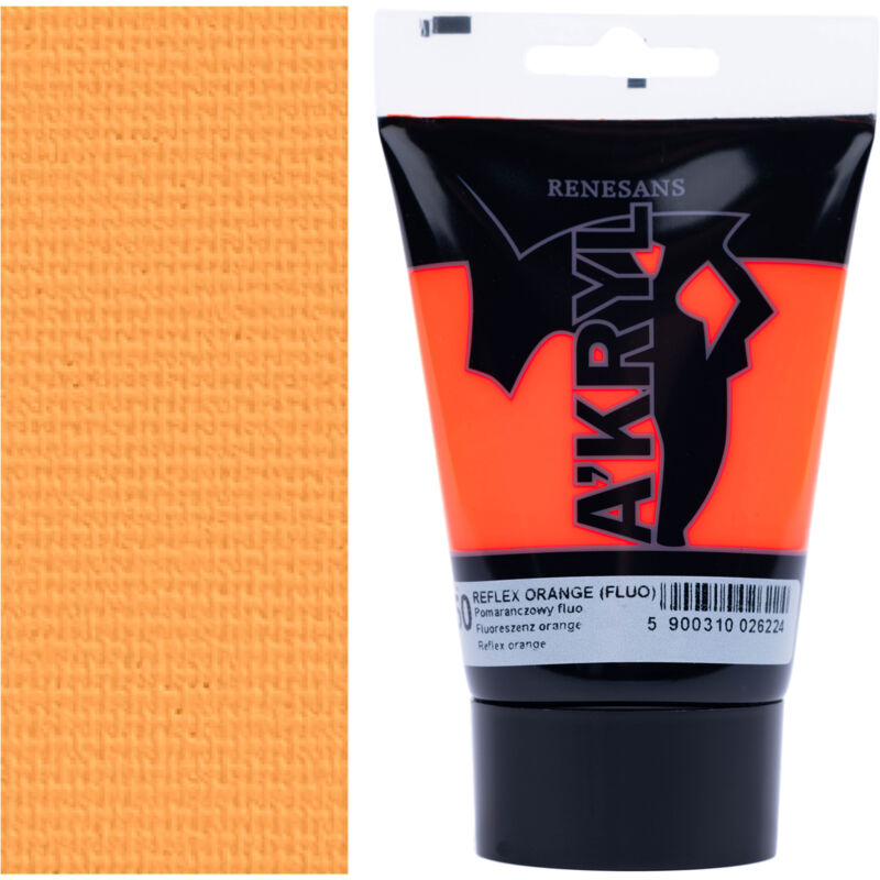 foto del prodotto vernice acrilica a kryl tubo renesans 100ml 50 arancio fluorescente