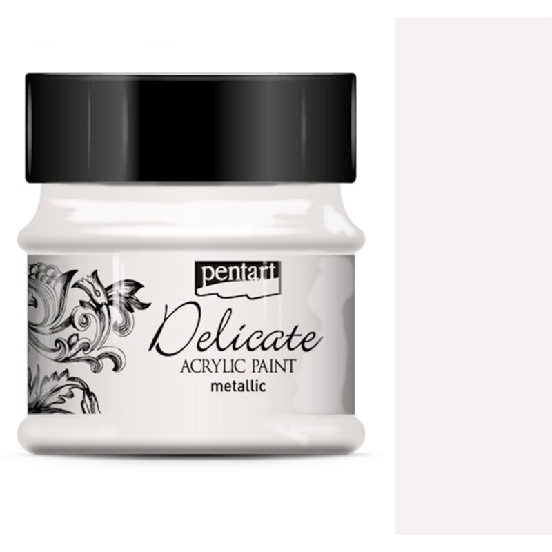 foto del prodotto vernice acrilica pentart delicate metallizzata lucida coprente 50ml argento