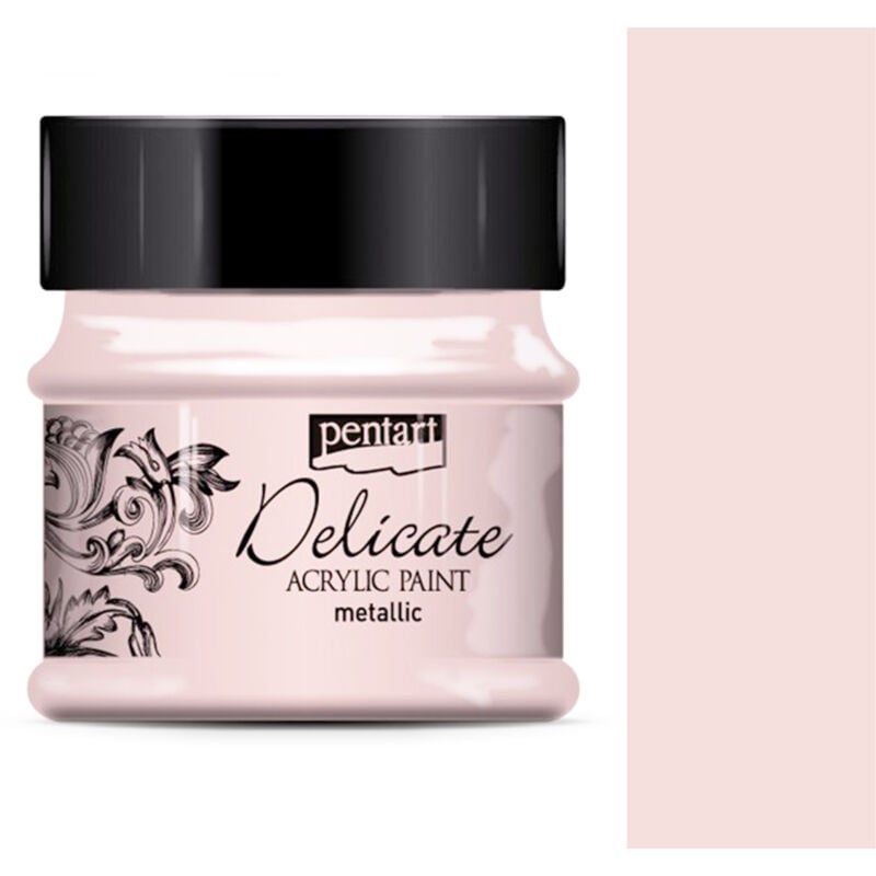 foto del prodotto vernice acrilica pentart delicate metallizzata lucida coprente 50ml oro rosa