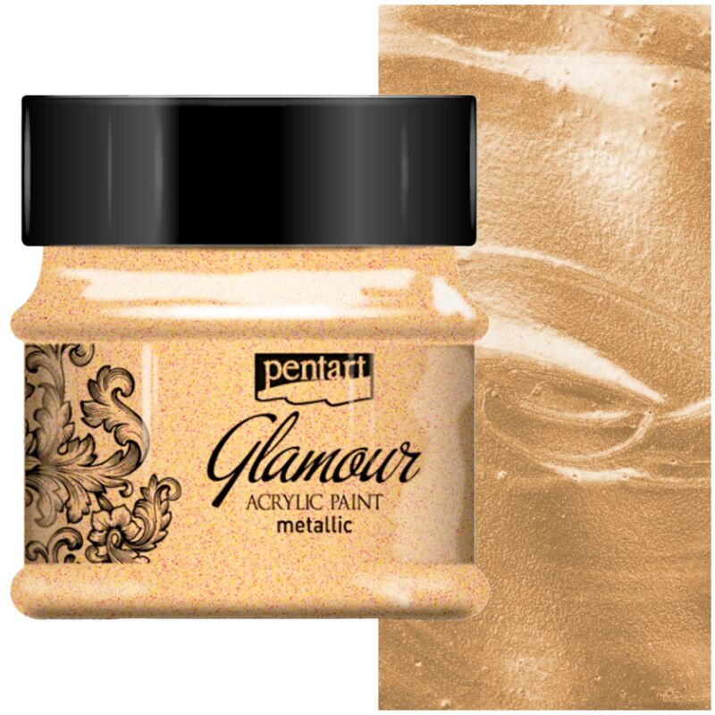 foto del prodotto vernice acrilica pentart glamour decoupage metallizzato 50ml rosso oro